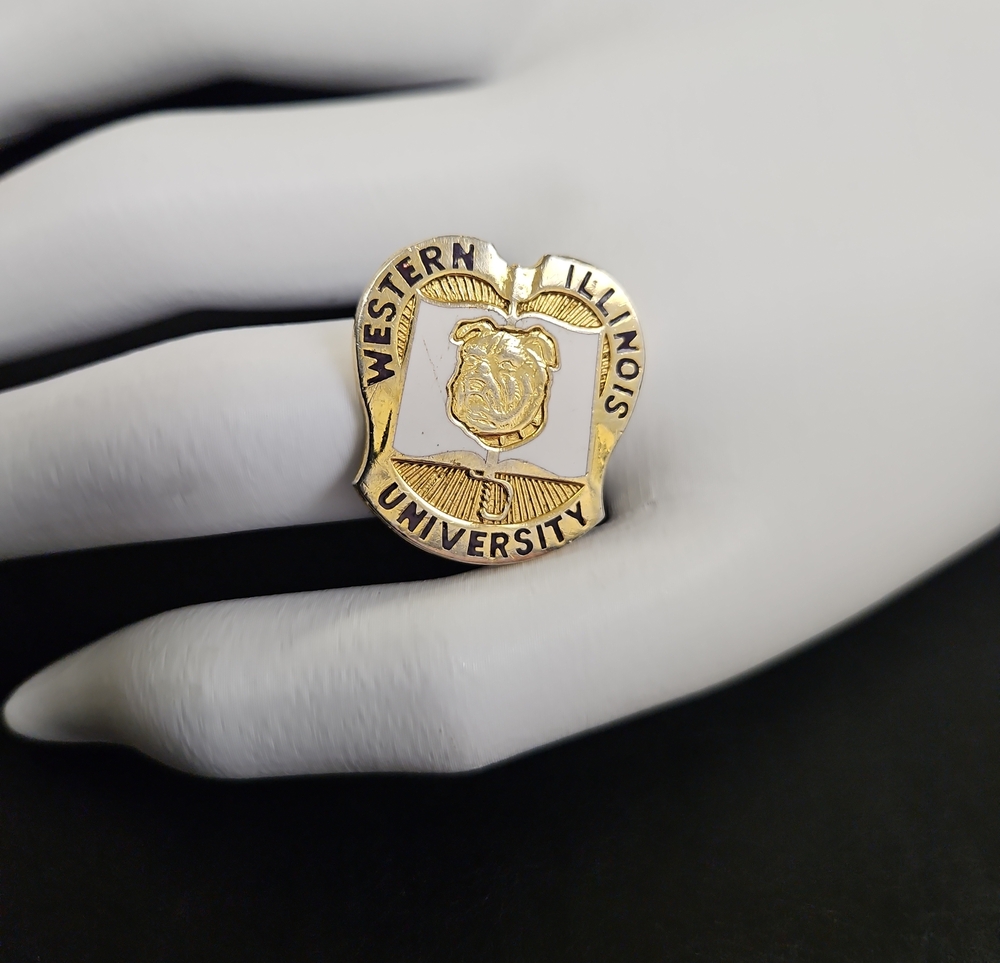 Western Illinois University Gold Shield Pin - Bulldog Crest